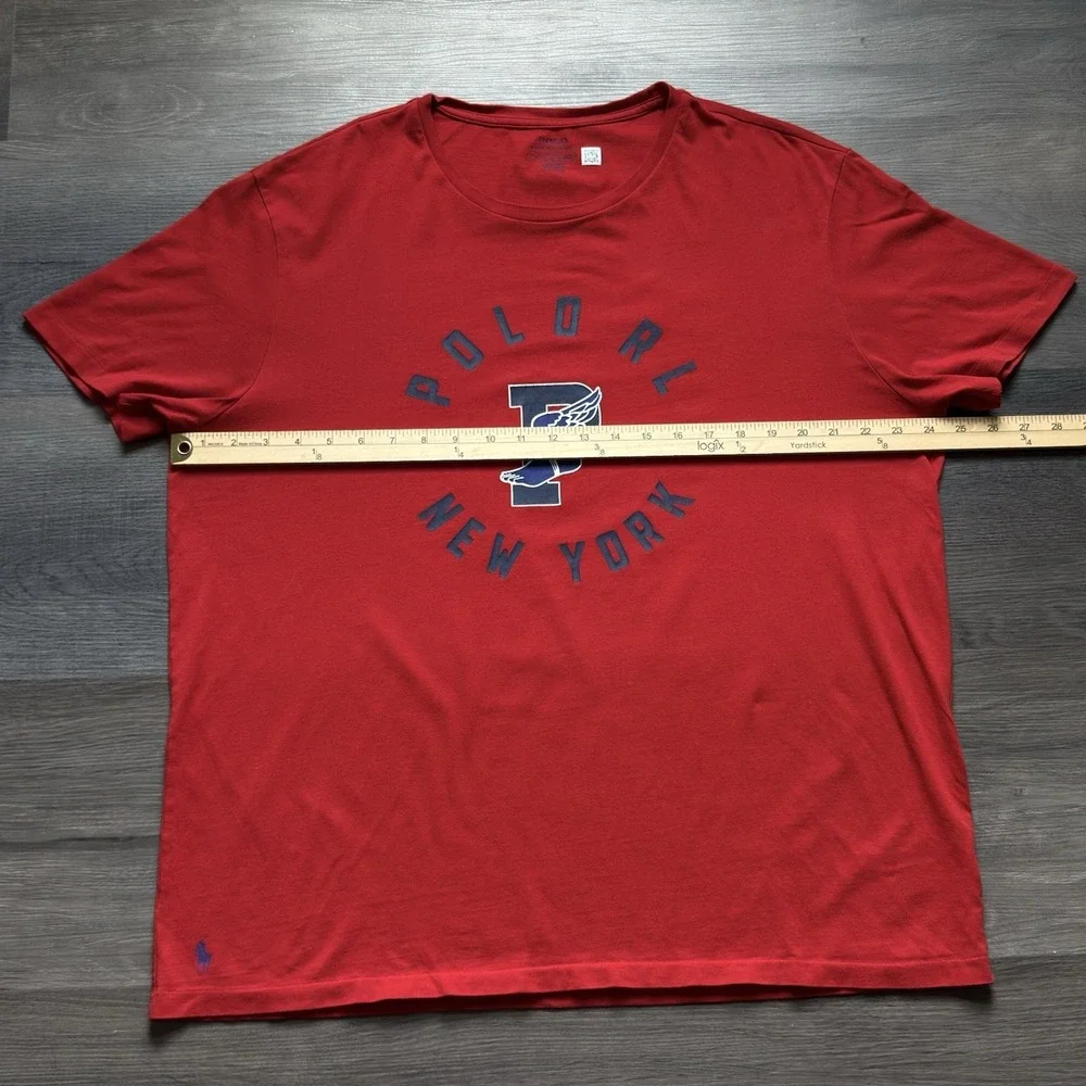 Polo Ralph Lauren P-Wing RL New York Mens XL T-Shirt Red Retro Stadium Style